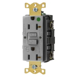 HUBBELL WIRING DEVICE-KELLEMS GFRST83GYB Gfci Receptacle, 20A 125V, 5-20R, With Alarm, Almond | BD4MQU