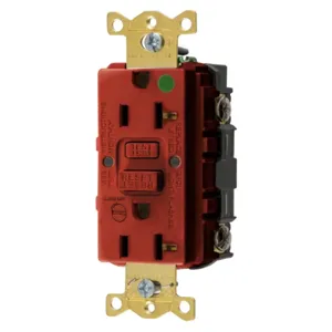 HUBBELL WIRING DEVICE-KELLEMS GFRST83RB Gfci Receptacle, 20A 125V, 5-20R, With Alarm, Almond | BD4EAD