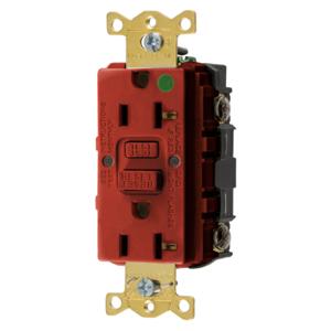 HUBBELL WIRING DEVICE-KELLEMS GFRST83RU Gfci Receptacle, 20A 125V, 2-P 3-W Grounding, 5-20R, Red | BD3XPH