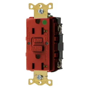 HUBBELL WIRING DEVICE-KELLEMS GFRST83RU Gfci Receptacle, 20A 125V, 2-P 3-W Grounding, 5-20R, Red | BD3XPH