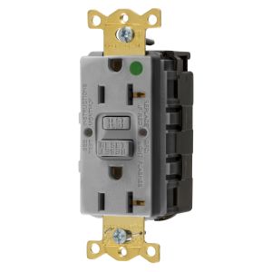 HUBBELL WIRING DEVICE-KELLEMS GFRST83SNAPGY GFCI Receptacle, Heavy Use Hospital Grade, Decorator Duplex, 20A | BD4FGQ 45UE23