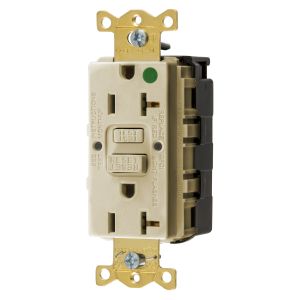 HUBBELL WIRING DEVICE-KELLEMS GFRST83SNAPI GFCI Receptacle, Heavy Use Hospital Grade, Decorator Duplex, 20A | BD4HTD 45UE24