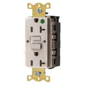 HUBBELL WIRING DEVICE-KELLEMS GFRST83SNAPLA GFCI Receptacle, Heavy Use Hospital Grade, Decorator Duplex, 20A | BD4LUV 45UE25