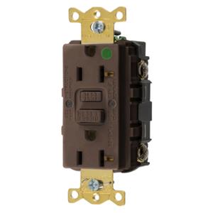 HUBBELL WIRING DEVICE-KELLEMS GFRST83U Gfci Receptacle, 20A 125V, 2-P 3-W Grounding, 5-20R, Brown | BD4HTF
