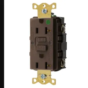 HUBBELL WIRING DEVICE-KELLEMS GFRST83 Gfci Receptacle, 20A 125V, 2-P 3-W Grounding, 5-20R, Brown | AH9AAE 39EA42