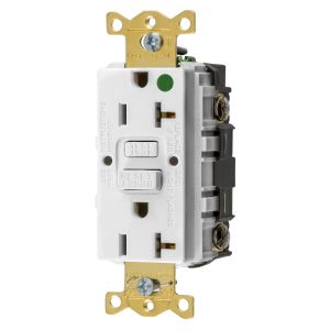 HUBBELL WIRING DEVICE-KELLEMS GFRST83W Gfci Receptacle, 20A 125V, 2-P 3-W Grounding, 5-20R, White | AH9AAG 39EA44