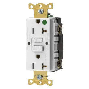 HUBBELL WIRING DEVICE-KELLEMS GFRST83WU Gfci Receptacle, 20A 125V, 2-P 3-W Grounding, 5-20R, White | BD4GLJ