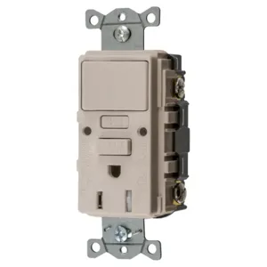 HUBBELL WIRING DEVICE-KELLEMS GFSPST15LA Gfci Receptacle, 15A 125V, 5-15R, Light Almond | BD3TUV