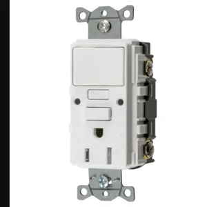 HUBBELL WIRING DEVICE-KELLEMS GFSPST15W GFCI Receptacle, Commercial, Decorator Duplex, Flush Mount, 15A | BD3RXN 45UE94