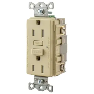 HUBBELL WIRING DEVICE-KELLEMS GFT15I Gfci Receptacle, 15A, Tamper-Resistant, Ivory | BD4NUQ