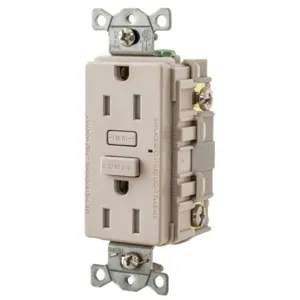 HUBBELL WIRING DEVICE-KELLEMS GFT15LA Gfci Receptacle, 15A, Tamper-Resistant, Light Almond | BD4KWZ