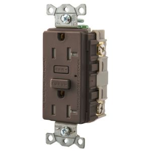 HUBBELL WIRING DEVICE-KELLEMS GFT20 Gfci Receptacle, 20A, Tamper-Resistant, Brown | BD4NHG