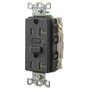 HUBBELL WIRING DEVICE-KELLEMS GFT20BK Gfci Receptacle, 20A, Tamper-Resistant, Black | BD3VAG