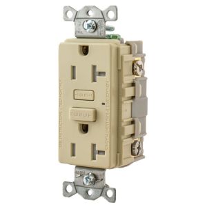 HUBBELL WIRING DEVICE-KELLEMS GFT20I Gfci Receptacle, 20A, Tamper-Resistant, Ivory | BD4GMX