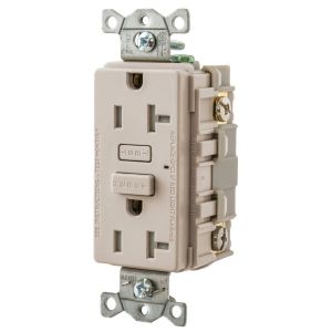 HUBBELL WIRING DEVICE-KELLEMS GFT20LA Gfci Receptacle, 20A, Tamper-Resistant, Light Almond | BD4GMY