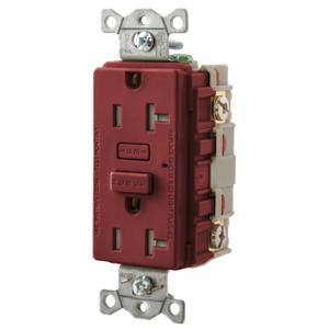 HUBBELL WIRING DEVICE-KELLEMS GFT20R Gfci Receptacle, 20A, Tamper-Resistant, Red | BD4LUZ