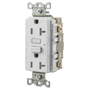 HUBBELL WIRING DEVICE-KELLEMS GFT20W Gfci Receptacle, 20A, Tamper-Resistant, White | BD3MUV