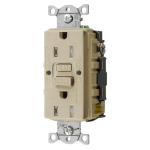 HUBBELL WIRING DEVICE-KELLEMS GFTRST15I GFCI Receptacle, Commercial, Decorator Duplex, Flush Mount, 15A | BD4EAL 45UF31
