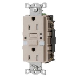 HUBBELL WIRING DEVICE-KELLEMS GFTRST15LANL Gfci Receptacle, Self Test, 15A 125V, 5- 15R, With Nightlight, Light Almond | BD3VAH