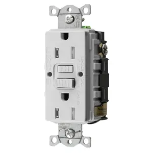 HUBBELL WIRING DEVICE-KELLEMS GFTRST15W GFCI Receptacle, Commercial, Decorator Duplex, Flush Mount, 15A | BD4BRV 45UF35