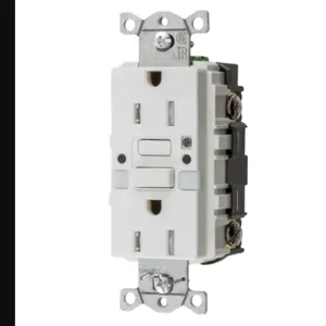 HUBBELL WIRING DEVICE-KELLEMS GFTRST15WNL Gfci Receptacle, Self Test, 15A 125V, 5- 15R, With Nightlight, White | BD4KXD