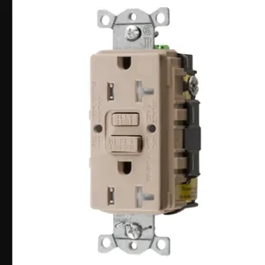 HUBBELL WIRING DEVICE-KELLEMS GFTRST20AL Gfci Receptacle, 20A 125V, 2-Pole 3-Wire Grounding, 5- 20R, Almond | BD3XPK