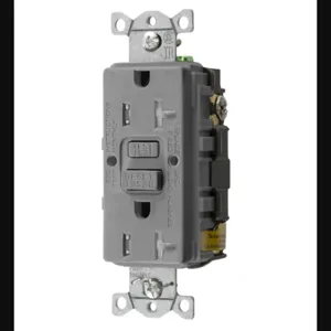 HUBBELL WIRING DEVICE-KELLEMS GFTRST20GY GFCI Receptacle, Commercial, Decorator Duplex, Flush Mount, 20A, Gray | BD4LVB 45UF38