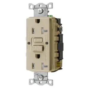 HUBBELL WIRING DEVICE-KELLEMS GFTRST20I GFCI Receptacle, Commercial, Decorator Duplex, Flush Mount, 20A | BD3ZNZ 45UF39