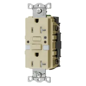 HUBBELL WIRING DEVICE-KELLEMS GFTRST20INL GFCI Receptacle, Commercial, Decorator Duplex, Flush Mount, 20A | BD4BRW 45UE87