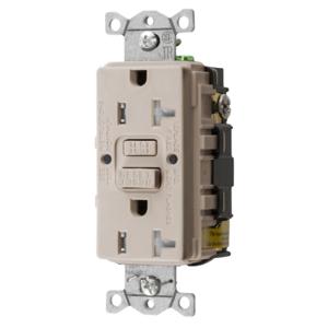 HUBBELL WIRING DEVICE-KELLEMS GFTRST20LA Gfci Receptacle, 20A 125V, 2-Pole 3-Wire Grounding, 5- 20R, Light Almond | BD3VAJ