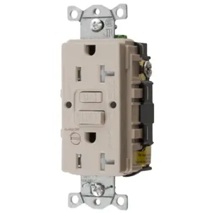 HUBBELL WIRING DEVICE-KELLEMS GFTRST20LAB Gfci Receptacle, 20A 125V, 5-20R, Leaded, Light Almond, Bulk | BD4HTP