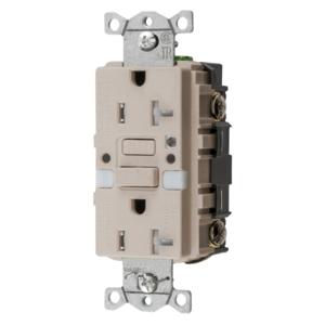 HUBBELL WIRING DEVICE-KELLEMS GFTRST20LANL Gfci Receptacle, Self Test, 20A 125V, 5- 20R, With Nightlight, Light Almond | BD3RKY