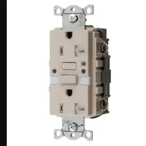 HUBBELL WIRING DEVICE-KELLEMS GFTRST20LANL Gfci Receptacle, Self Test, 20A 125V, 5- 20R, With Nightlight, Light Almond | BD3RKY