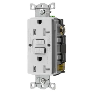 HUBBELL WIRING DEVICE-KELLEMS GFTRST20W GFCI Receptacle, Commercial, Decorator Duplex, Flush Mount, 20A | BD3TUW 45UF43