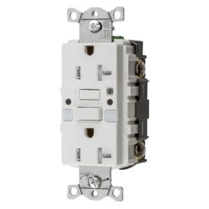 HUBBELL WIRING DEVICE-KELLEMS GFTRST20WNL GFCI Receptacle, Commercial, Decorator Duplex, Flush Mount, 20A | BD4FGZ 45UE91