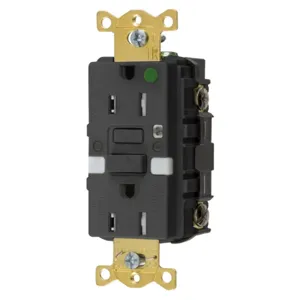 HUBBELL WIRING DEVICE-KELLEMS GFTRST82BKNL GFCI Receptacle, Heavy Use Hospital Grade, Decorator Duplex, 15A | BD4EAR 45UG10