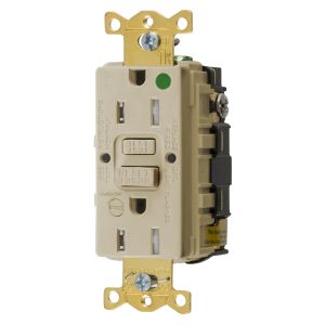 HUBBELL WIRING DEVICE-KELLEMS GFTRST82IB Gfci Receptacle, 15A 125V, 5-15R, Leaded, Ivory, With Alarm | BD3PMD