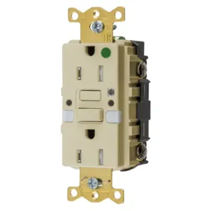 HUBBELL WIRING DEVICE-KELLEMS GFTRST82INL GFCI Receptacle, Heavy Use Hospital Grade, Decorator Duplex, 15A | BD4JXV 45UG12