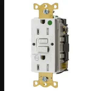 HUBBELL WIRING DEVICE-KELLEMS GFTRST82WB Gfci Receptacle, 15A 125V, 5-15R, Leaded, White, With Alarm | BD3VVK