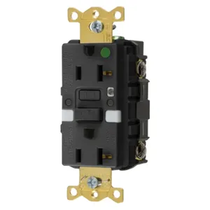 HUBBELL WIRING DEVICE-KELLEMS GFTRST83BKNL GFCI Receptacle, Heavy Use Hospital Grade, Decorator Duplex, 20A | BD4KYX 45UG18