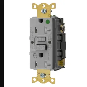 HUBBELL WIRING DEVICE-KELLEMS GFTRST83GYB Gfci Receptacle, 20A 125V, 5-20R, Leaded, Gray, With Alarm | BD3ZPE