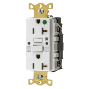 HUBBELL WIRING DEVICE-KELLEMS GFTRST83WNL GFCI Receptacle, Heavy Use Hospital Grade, Decorator Duplex, 20A | BD3ZPF 45UG24