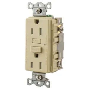 HUBBELL WIRING DEVICE-KELLEMS GFTW15I Gfci Receptacle, 15A, Weather-Resistant, Tamper-Resistant, Ivory | BD3WTU