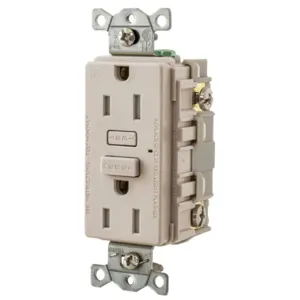 HUBBELL WIRING DEVICE-KELLEMS GFTW15LA Gfci Receptacle, 15A, Weather-Resistant, Tamper-Resistant, Light Almond | BD4JXY