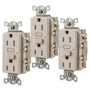 HUBBELL WIRING DEVICE-KELLEMS GFTW15LA3 Gfci Receptacle, 15A, Weather-Resistant, Tamper-Resistant, 3 Pk, Light Almond | BD4GNK