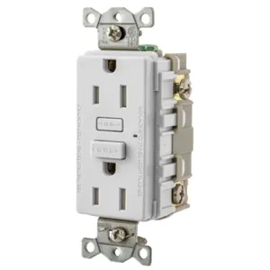 HUBBELL WIRING DEVICE-KELLEMS GFTW15W Gfci Receptacle, 15A, Weather-Resistant, Tamper-Resistant, White | BD4JXZ