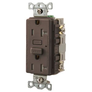 HUBBELL WIRING DEVICE-KELLEMS GFTW20 Gfci Receptacle, 20A, Weather-Resistant, Tamper-Resistant, Brown | BD4HTT