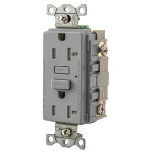 HUBBELL WIRING DEVICE-KELLEMS GFTW20GY Gfci Receptacle, 20A 125V, 2-P 3-W Grounding, 5-20R, Gray | BD4GNL