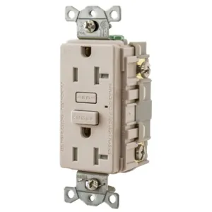 HUBBELL WIRING DEVICE-KELLEMS GFTW20LA Gfci Receptacle, 20A, Weather-Resistant, Tamper-Resistant, Light Almond | BD4LVD