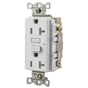 HUBBELL WIRING DEVICE-KELLEMS GFTW20W Gfci Receptacle, 20A, Weather-Resistant, Tamper-Resistant, White | BD3TUZ